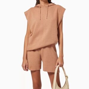 The Frankie Shop 🐪 Tan Short and Sleeveless Hoodie Set - Juno Wool-Blend
